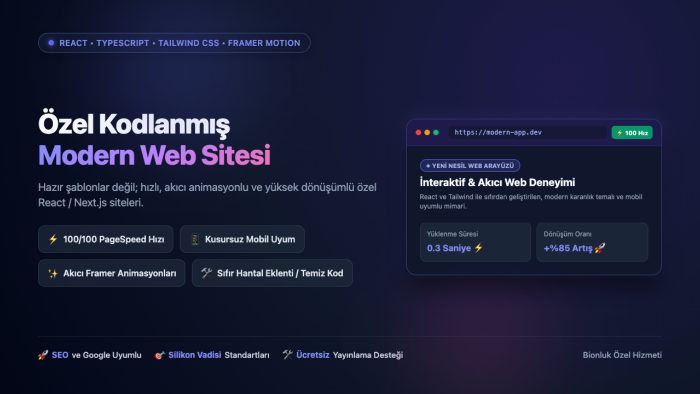 React ve Tailwind ile modern, hızlı özel web sitesi kodlarım