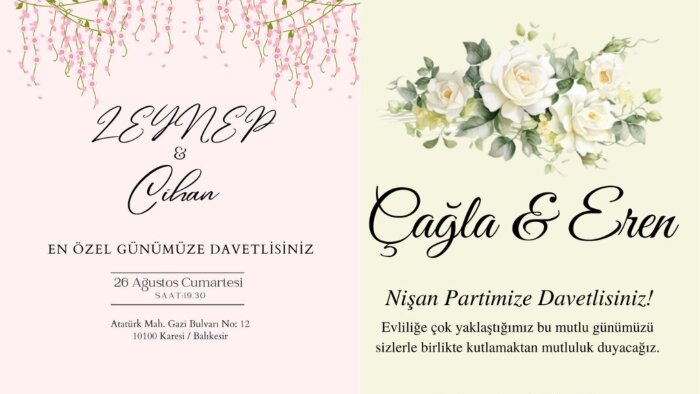 sizin özel günlerinizi davetiyeleriniz özelleştiriyorum