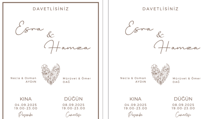 size özel şık ve özgün davetiye tasarımları hazırlıyorum
