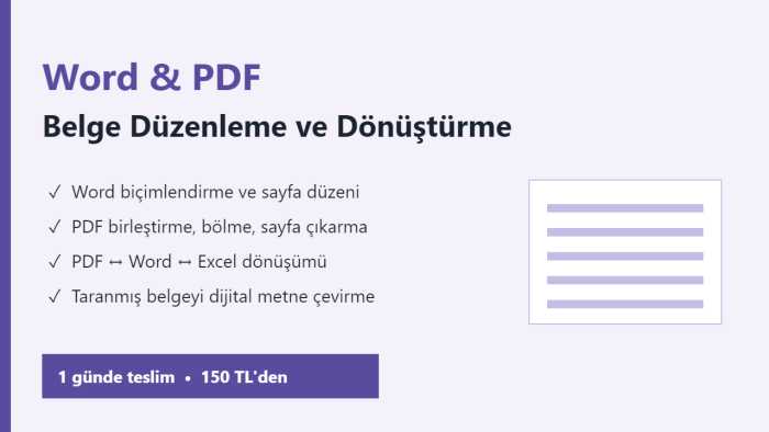 Word ve PDF belgelerinizi düzenler ve dönüştürürüm