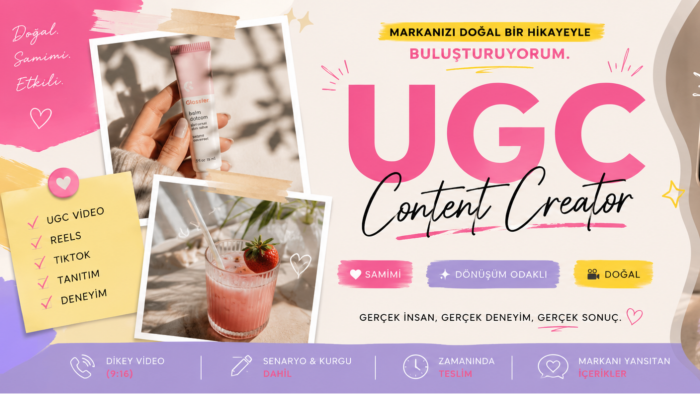 markanız için doğal UGC reklam videoları hazırlarım