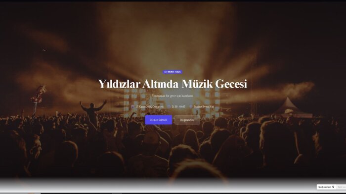 etkinlik için bilet satış landing page'i tasarlıyorum