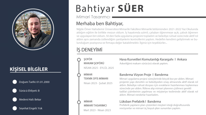 sizin için profesyonel bir özgeçmiş tasarlayabilirim