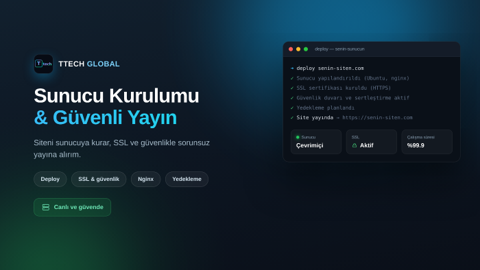 sunucunu kurar ve siteni güvenle yayına alırım