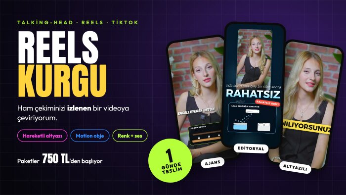Reels ve TikTok videolarınızı hareketli yazılarla kurgularım