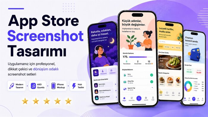 AppStore için screenshot (ekran görüntüleri) tasarlarım