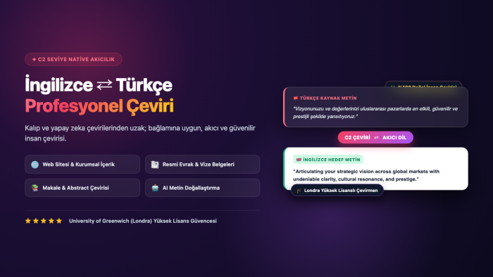profesyonel İngilizce ve Türkçe çeviri yaparım