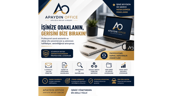 sanal asistanlık ve dijital ofis çözümleri sunuyorum