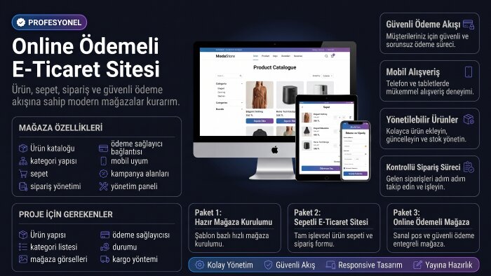 online ödemeli e-ticaret sitesi geliştiririm