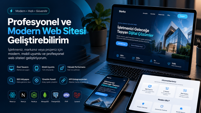 profesyonel ve modern web sitesi geliştirebilirim