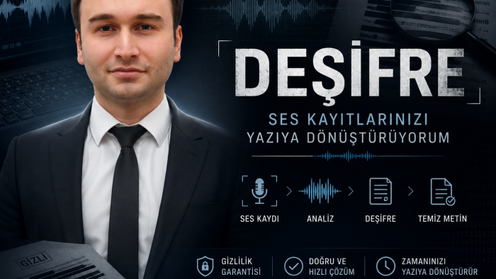 ses kayıtlarınızı hızlı ve düzenli şekilde yazıya dökerim