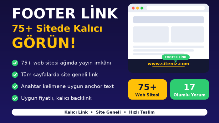 75 web sitesinde footer link hizmeti veriyorum