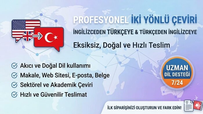 metinlerinizi profesyonel bir şekilde çevirebilirim