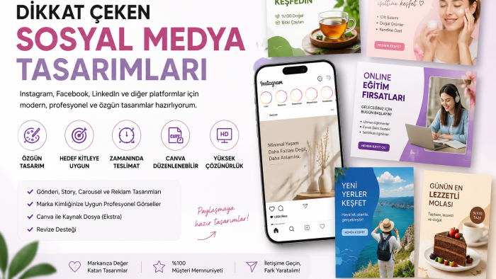  markanıza özel sosyal medya tasarımları hazırlıyorum
