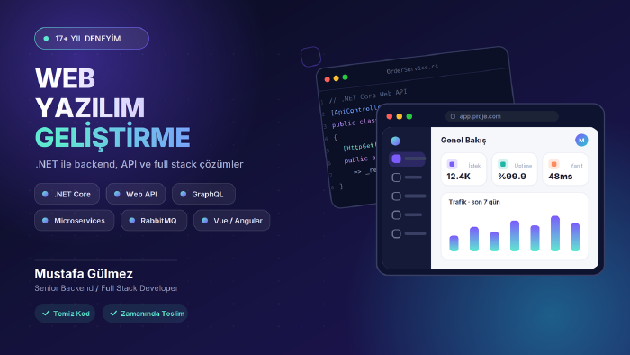 .net core ile web tabanlı yazılım ve api geliştiririm