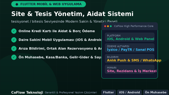 siteler için aidat ve site yönetimi uygulaması yapabilirim