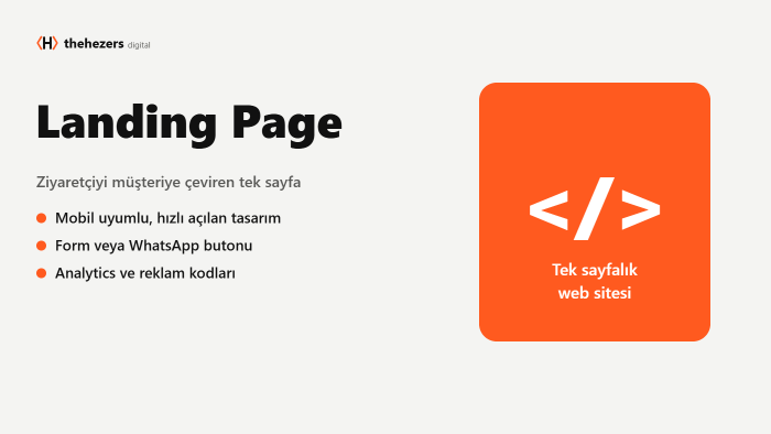 ürününüz veya hizmetiniz için landing page hazırlarım