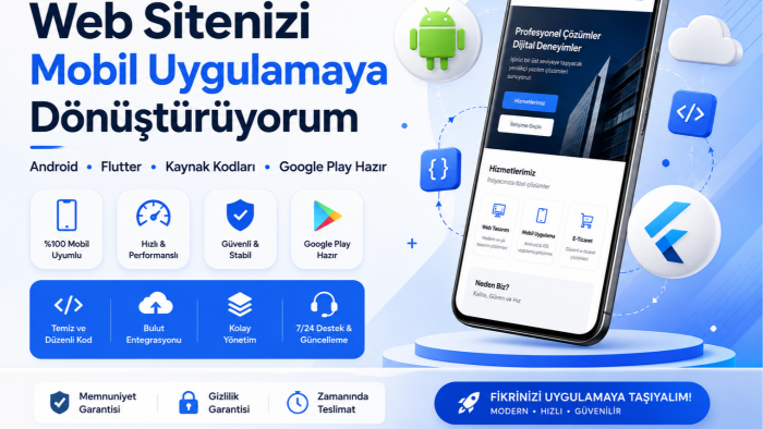 web siteniz için iOS ve Android mobil uygulama geliştiririm