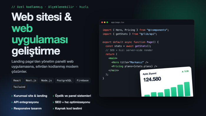 özel kodlanmış web sitesi ve web uygulaması yapabilirim