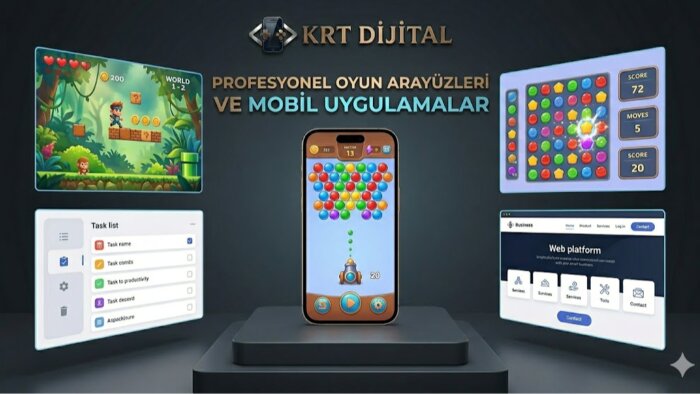 oyun arayüzleri (UI) ve mobil uygulamalar geliştiririm