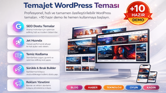WordPress sitenize Temajet blog temasını kurarım