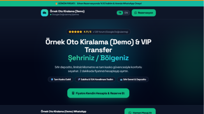 fiyat hesaplamalı ve WhatsApp entegreli web sitesi yaparım