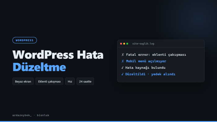 WordPress sitenizdeki hataları hızlıca düzeltirim
