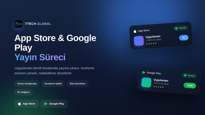 uygulamanı App Store veya Google Play'de yayınlarım