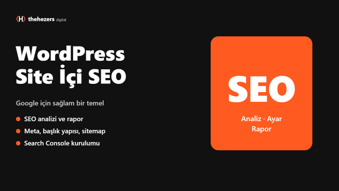 WordPress sitenizin site içi SEO ayarlarını yaparım