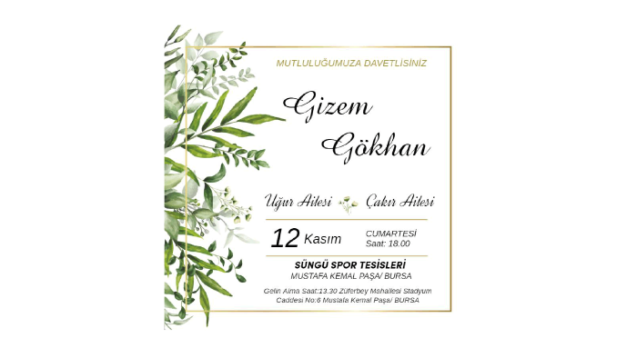 özel günleriniz için düğün gibi davetiyeler yapıyorum