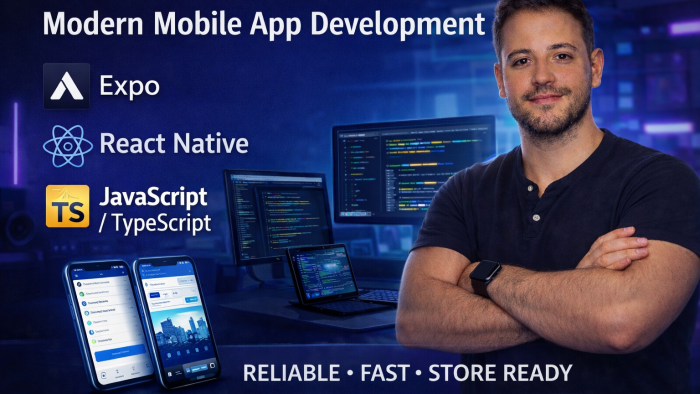 React Native (Expo) ile iOS/Android mobil uygulama yaparım