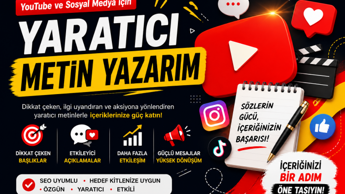 Youtube ve sosyal medya için yaratıcı video metni yazarım