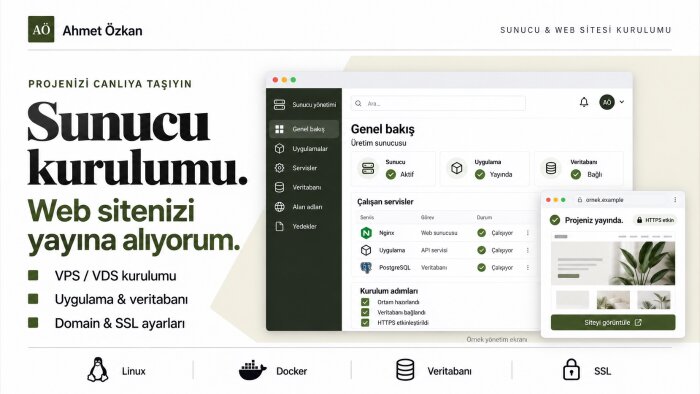 sunucu kurulumu yapar, web sitenizi yayına alırım