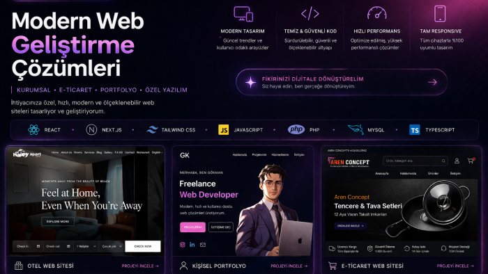 modern ve hızlı web siteleri geliştiririm