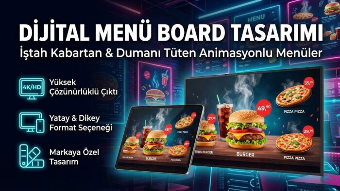 cafeler için hareketli dijital menü tasarımları hazırlarım
