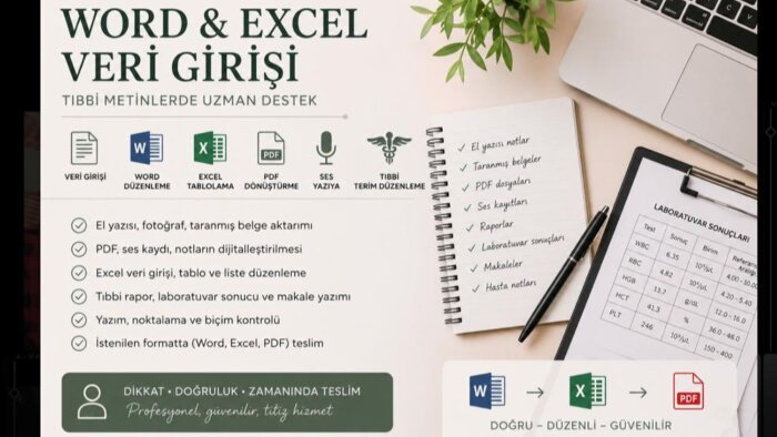 word excel ve tıbbi veri girişi yaparım