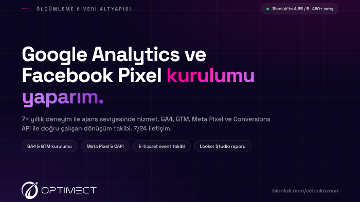 google analytics ve facebook pixel kurulumlarınızı yaparım