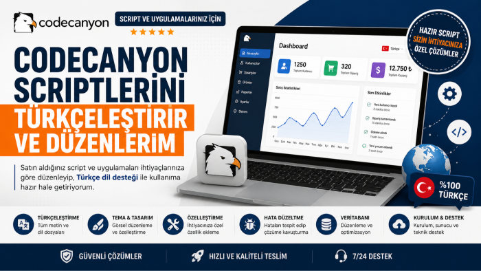 codecanyon scriptlerini Türkçeleştirir ve düzenlerim