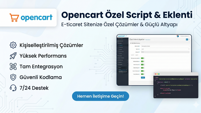 Opencart için özel script ve eklenti oluşturabilirim