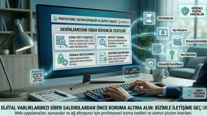sistemleriniz için güvenlik testleri ve analiz yaparım