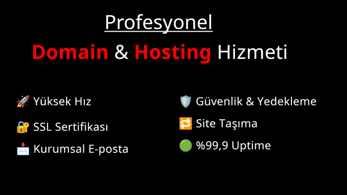 işletmenize profesyonel domain ve hosting hizmeti sunarım