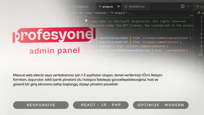 PHP Laravel ve Next.js ile admin paneli yazılımı yaparım