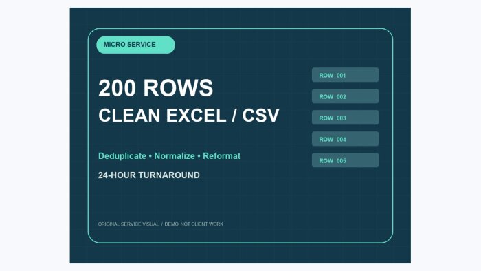 200 satıra kadar excel ve csv dosyanızı düzenlerim