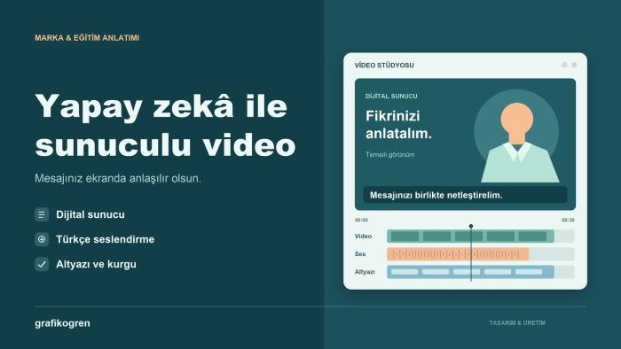 yapay zeka avatarıyla tanıtım ve eğitim videosu hazırlarım