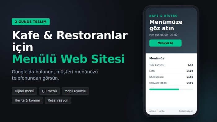 kafe ve restoranlar için QR menülü web sitesi yaparım