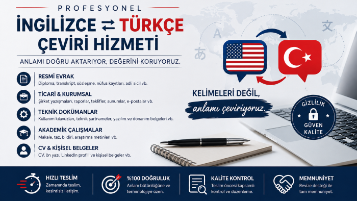 İngilizce ve Türkçe çeviriler yapıyorum