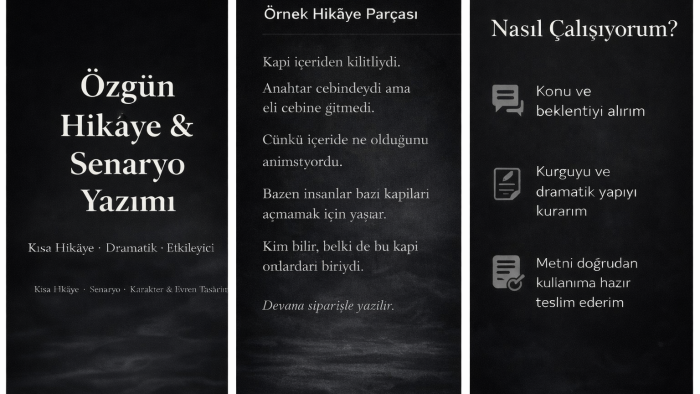karanlık atmosferli ve derinliği olan hikâye senaryo yazarım