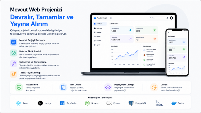 mevcut web projenizi devralıp yayına hazırlarım