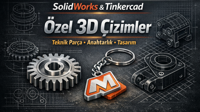 solidworks ve tinkercad ile 3d çizimler tasarlayabilirim