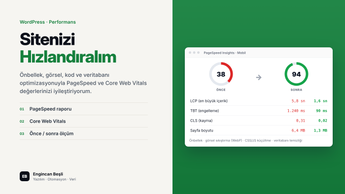 WordPress sitenizin hızını artırır PageSpeed yükseltirim